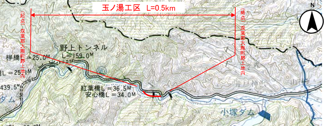 国道288号　玉ノ湯工区の地図