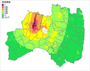 喜多方市の震度分布