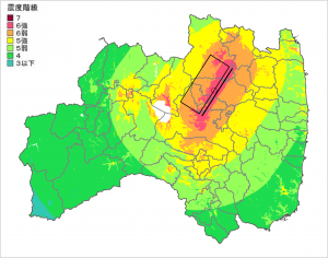 二本松市の震度分布