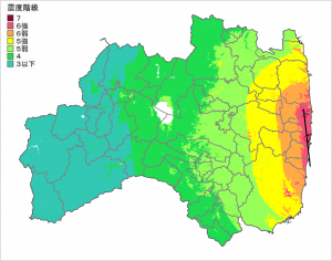 富岡町の震度分布