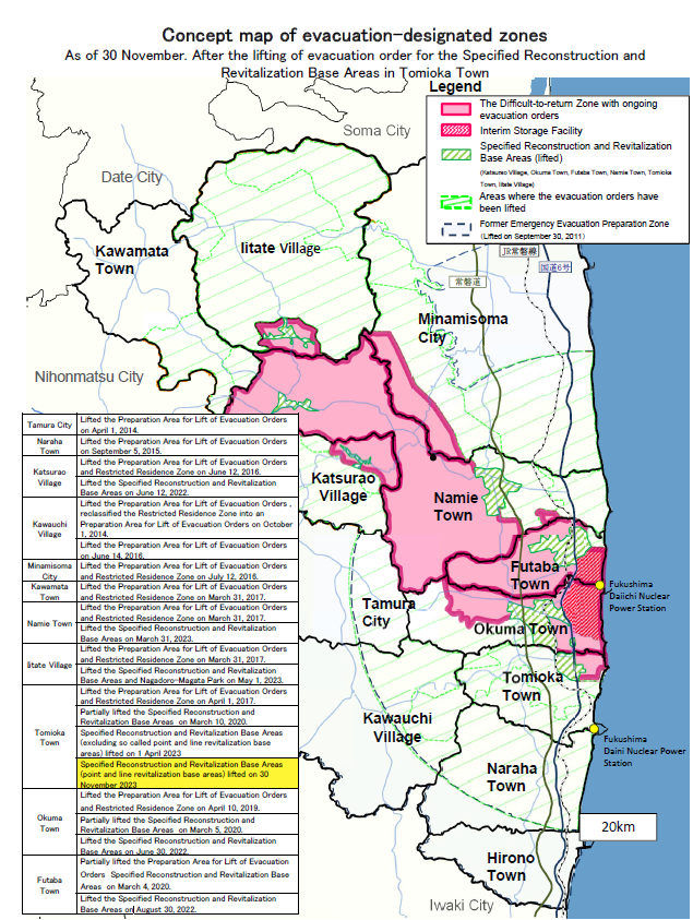 Status of evacuation zones (as of May 1, 2023)1