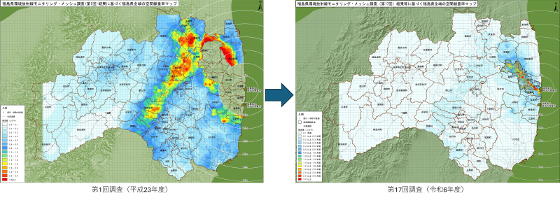 原発事故直後から現在までの空間線量率の変化